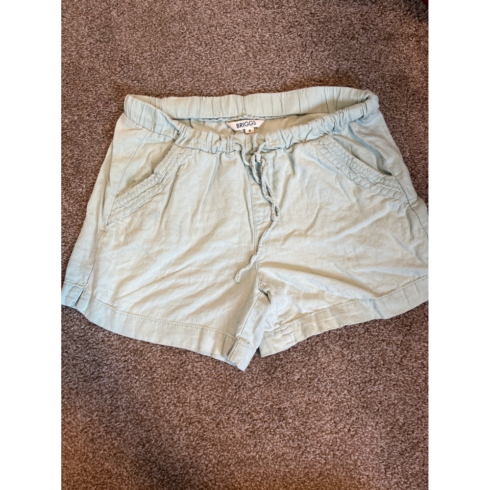Briggs Light Blue Chambray Drawstring Elastic Waist Shorts Women's Medium